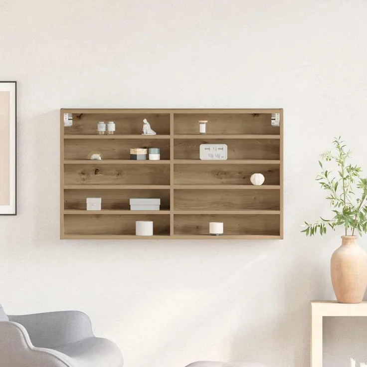 vidaXL Vitrine mit Regal Artisan-Eiche 100 x 15 x 58 cm Holzwerkstoff 873905 – Bild 3