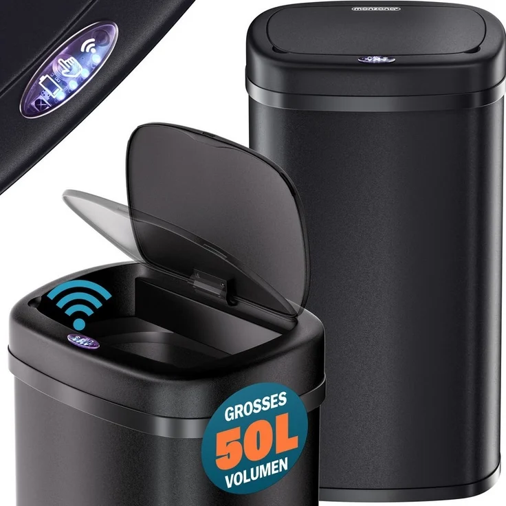 monzana Mülleimer, 50 L Automatik Sensor Mülleimer LED Display Müllbehälter berührungslos – Bild 5