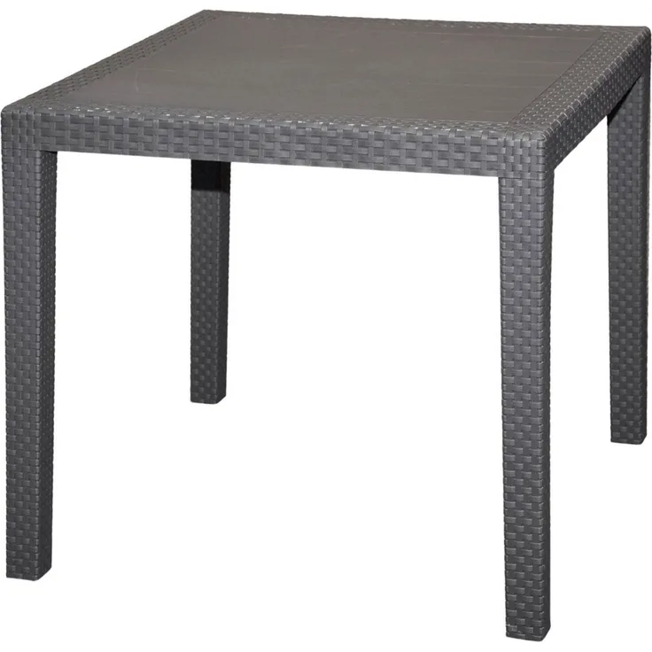 Spetebo Gartentisch Gartentisch RATTAN in anthrazit - ca. 79x79 cm (Set, 5-St, Tischplatte mit 4 Beine)