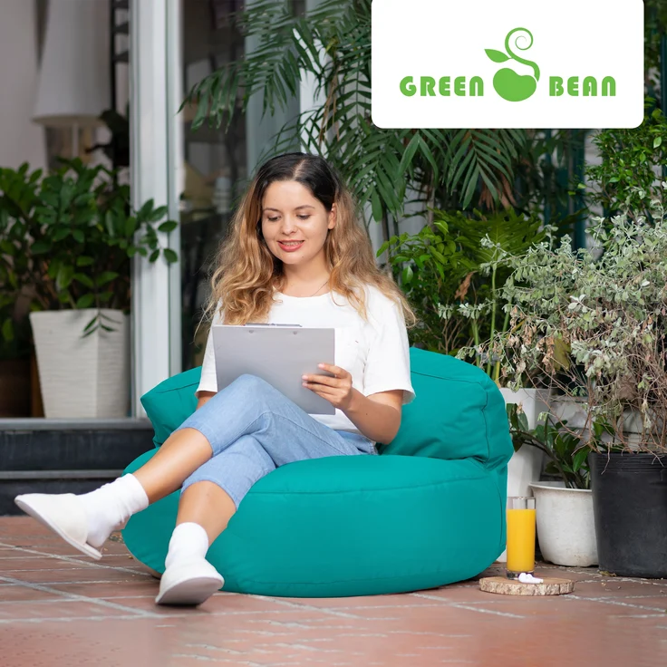 Green Bean® Sitzsack Sofa mit Füllmaterial - Lounge im Sitzsack-Design 90x50cm mit ergonomischer Rückenlehne & waschbarem Bezug - Indoor und Outdoor geeignet in Türkis – Bild 7