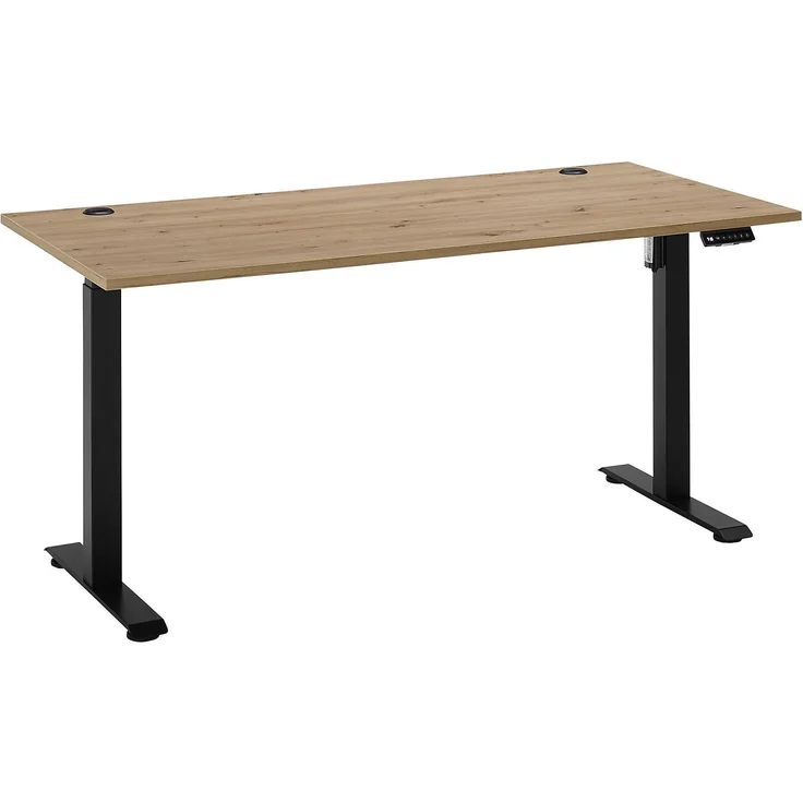Elektro-Schreibtisch Gedankenplatz / Ben 3, Holzwerkstoff, Schwarz, Holzfarben – Bild 2