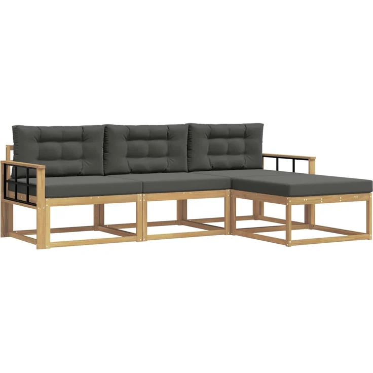 vidaXL Outdoor-Sofagarnitur 4 stk. Weiß und Anthrazit Polyester 3386281 – Bild 2
