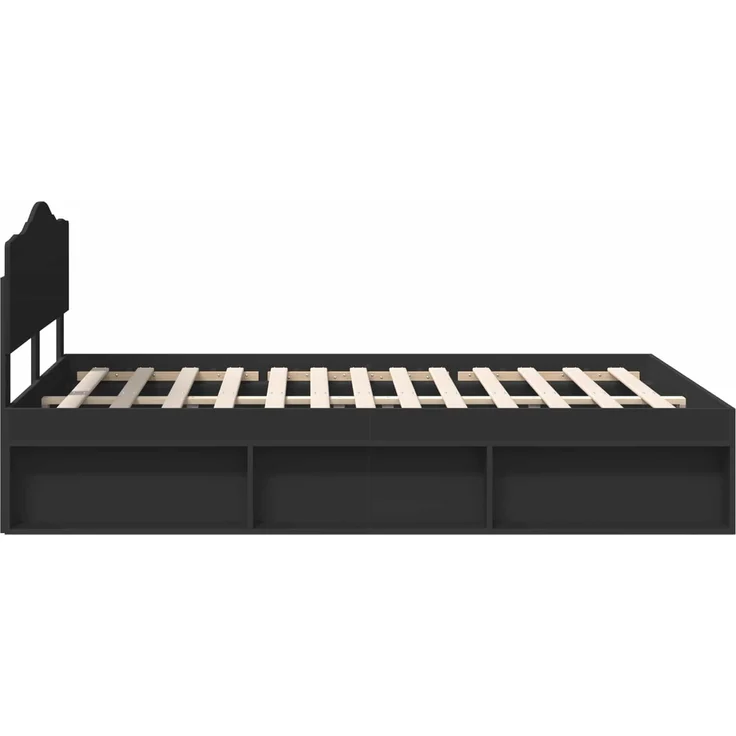 vidaXL Bettrahmen Schwarz 160 x 200 cm Massives Kiefernholz 3412872 – Bild 7