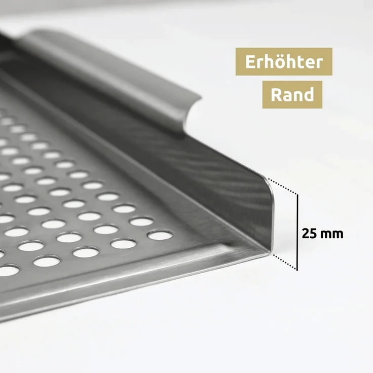 Grillschale Edelstahl für Gasgrill & Holzkohlegrill - 30x40cm | Grillplatte mit Löcher für Grillgemüse Grillzubehör Spülmaschinengeeignet – Bild 6