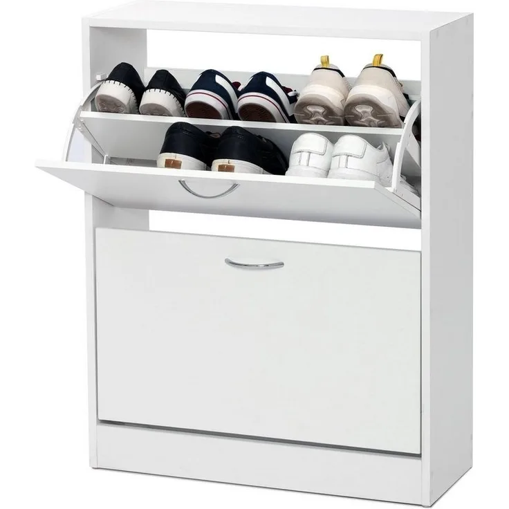 Mondeer Schuhschrank Schuhkommode mit 2 Schublade, Verstellbar mit Stauraum, praktisch, Weiß