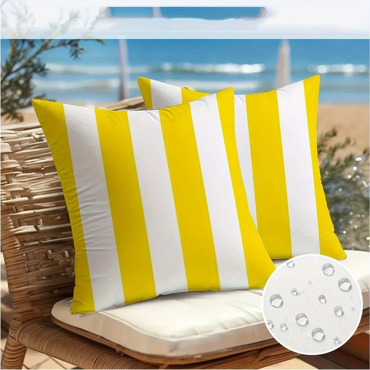 Agger Kissenbezüge Dekorativer,wasserfester Kissenbezug für den Außenbereich (gestreift), 2er-Set (45 x 45 cm)–Geeignet für Terrassen, Zelte, Balkone und Sofas – Bild 2