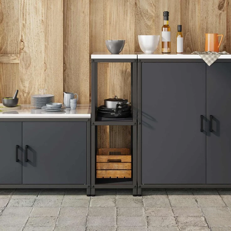 vidaXL Küchenaufbewahrung mit Regal Anthrazit 60 x 50 x 92 cm Stahl 874977 – Bild 3