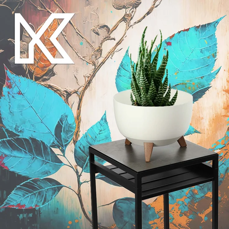 KADAX Blumentopf, Blumentopfabdeckung auf Beinen, Einsatz, Blumenständer, 33 cm, weiße runde Schüssel – Bild 6
