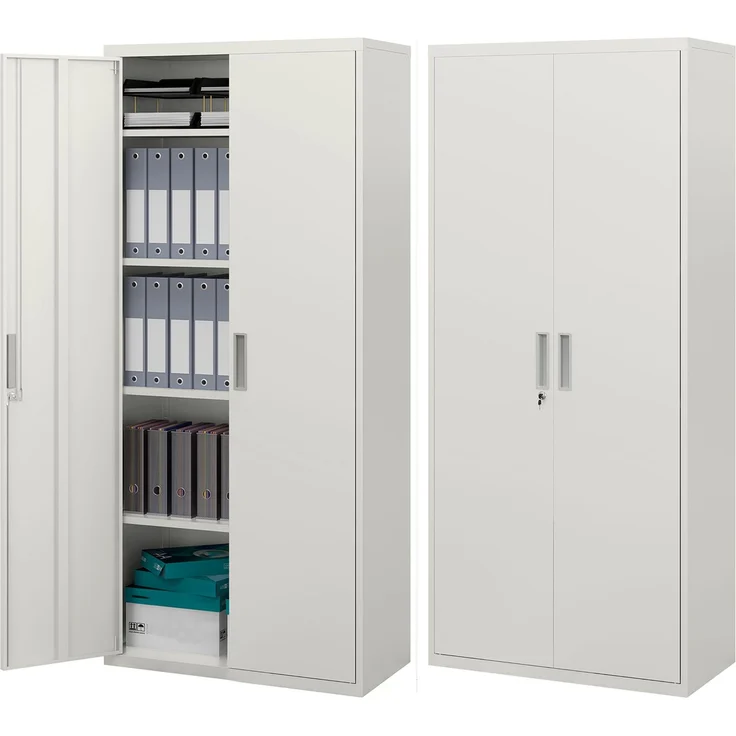 MELAYR, Aktenschrank, Büroschrank, 5 Regale, Metall, 80B x 40T x 180H cm, Weiß, 80 x 40 x 180 cm – Bild 2