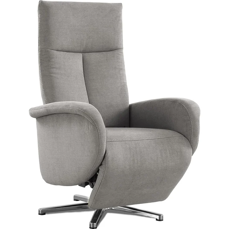 CAVADORE TV-Sessel Juba / Pflegeleichter Fernsehsessel mit manuell verstellbarer Relaxfunktion / 75 x 112 x 82 / Soft Clean Bezug, Silber