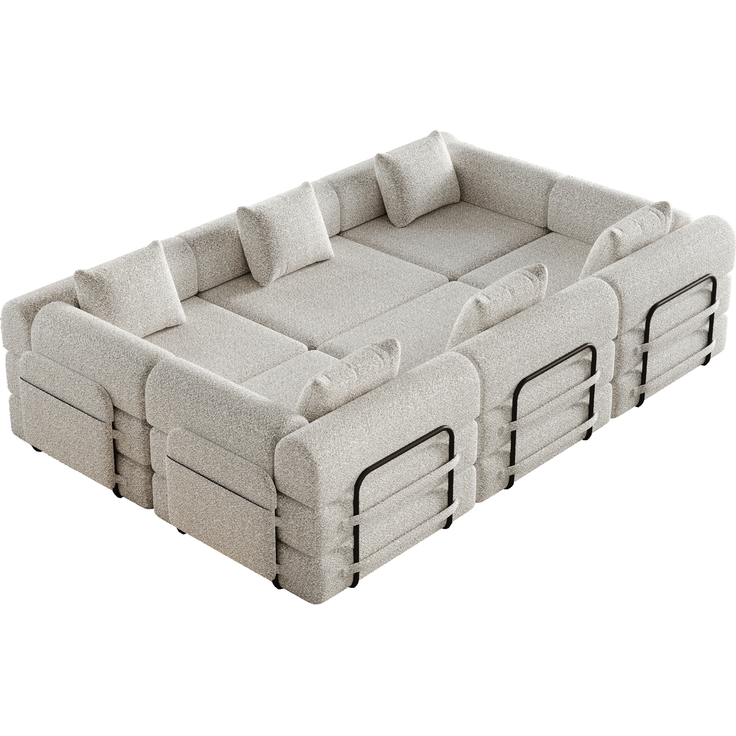 ZUBALIYA SchlafSofa mit LED - Beleuchtung, mit Ablageflächen, mit Chenille - Bezug, mit Samtbezug, mit breiten Armlehnen – Bild 6