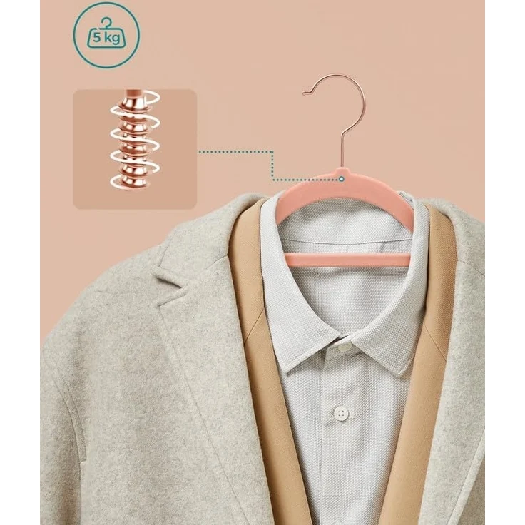 SONGMICS Kleiderbügel Bügel, (30-tlg), Samt Bügel, rutschfest, 360° drehbarer Haken – Bild 4