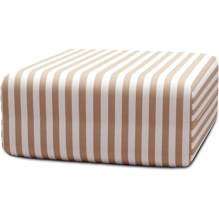 Gestreifter Outdoor-Pouf, weiß und braun – Bild 1