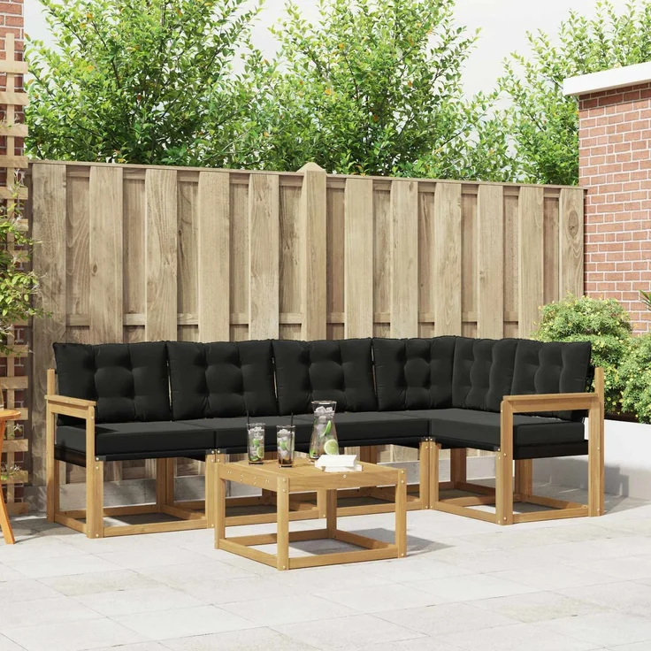 vidaXL Outdoor-Sofagarnitur 6 stk. 5-Sitzer Weiß und Schwarz 3389494 – Bild 1
