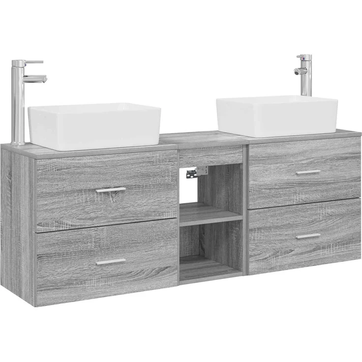 vidaXL Badezimmerschrank-Set 3 stk. Grau Sonoma 136 x 35 x 80 cm 3405856 – Bild 2