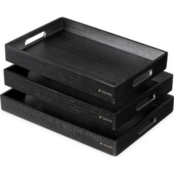 Navaris Tablett Serviertablett - 3x Servierplatte - rechteckig - Tabletttisch, Bambus, (3-tlg) – Bild 6