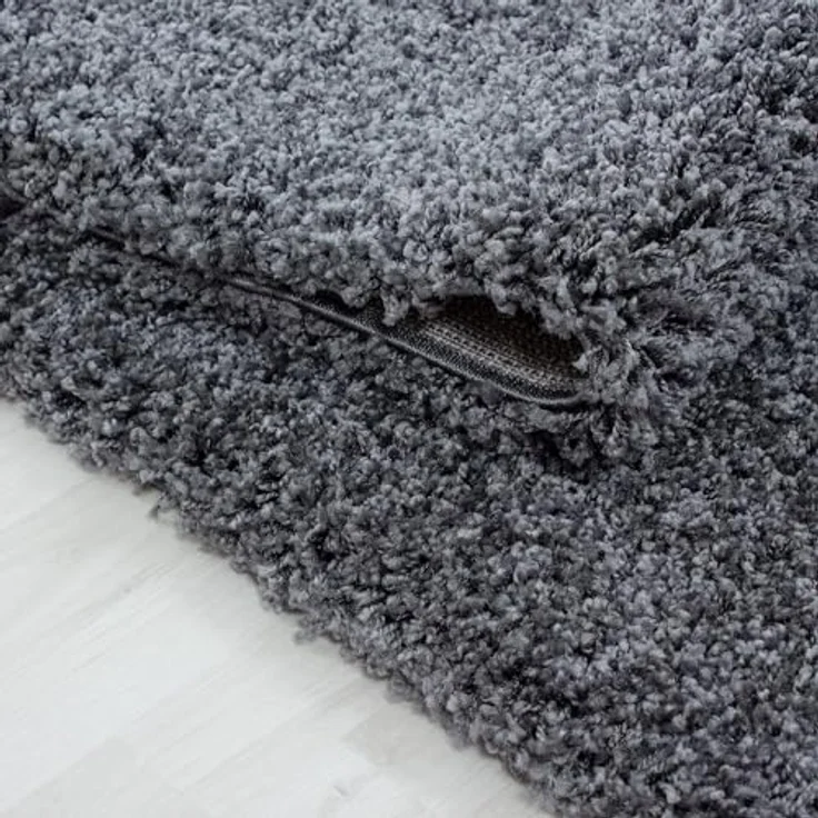 Carpetsale24 Shaggy Hochflor Teppich 60x110 cm Grau weich flauschig modern einfarbig Für Flur oder kleine Räume für Wohnzimmer Schlafzimmer Flur – Bild 4