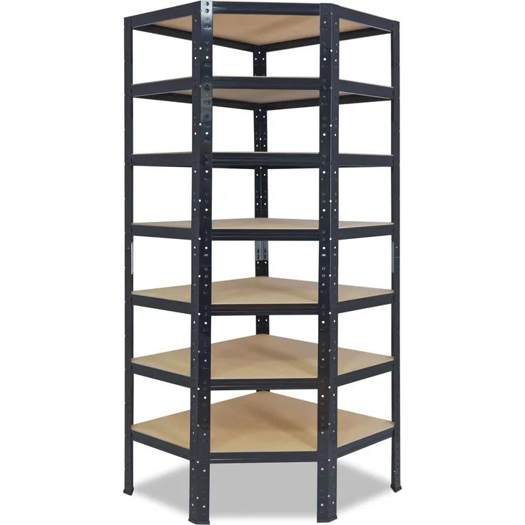 shelfplaza BLACK 230x70x40 cm Eckregal in schwarz mit 7 Böden und 125 kg Traglast pro Boden