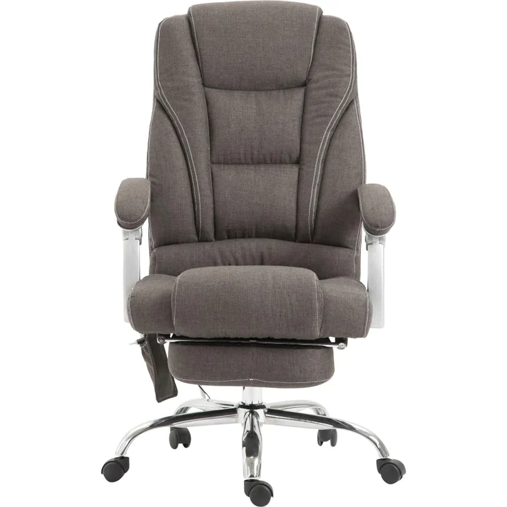 TPFLiving Bürostuhl Pacira mit Massagefunktion - höhenverstellbar und 360° drehbar (Schreibtischstuhl, Drehstuhl, Chefsessel, Bürostuhl XXL), Gestell: Metall chrom - Sitzfläche: Stoff dunkelgrau – Bild 3