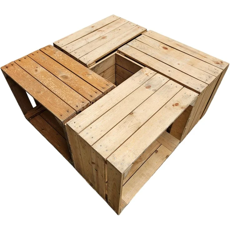 Holzkisten 4er Set 50 x 40 x 30cm Vintage Natur – Bild 1
