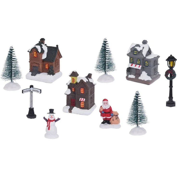 Spetebo Weihnachtsdorf LED Weihnachtsdorf in Geschenkverpackung - 10. -tlg, beleuchtet – Bild 1