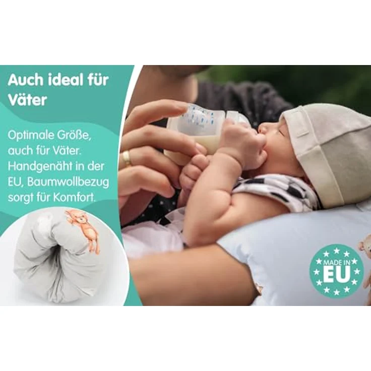 Stillkissen klein Breastfeeding und Nursing Pillow für unterwegs 20 cm - Stillmuff Armkissen und Lagerungskissen Baby Arm Still Kissen aus weicher Baumwolle Oeko-Tex Teddybären – Bild 6