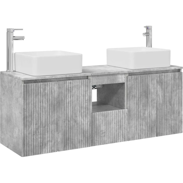 vidaXL Badezimmerschrank-Set 3 stk. Betongrau 135 x 35 x 80 cm 3405660 – Bild 2