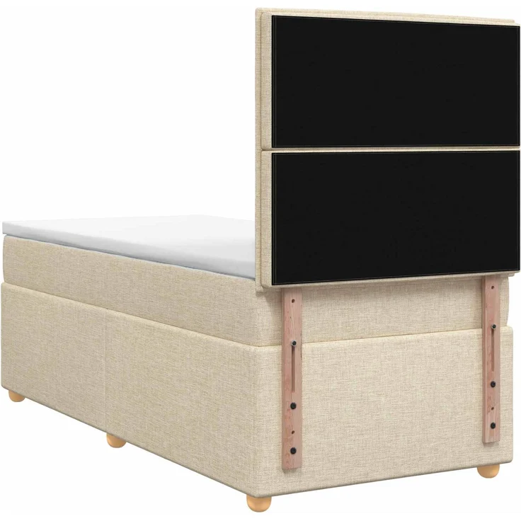 vidaXL Boxspringbett mit Matratze mit Kopfteil Creme 90 x 200 cm Stoff 3455271 – Bild 9