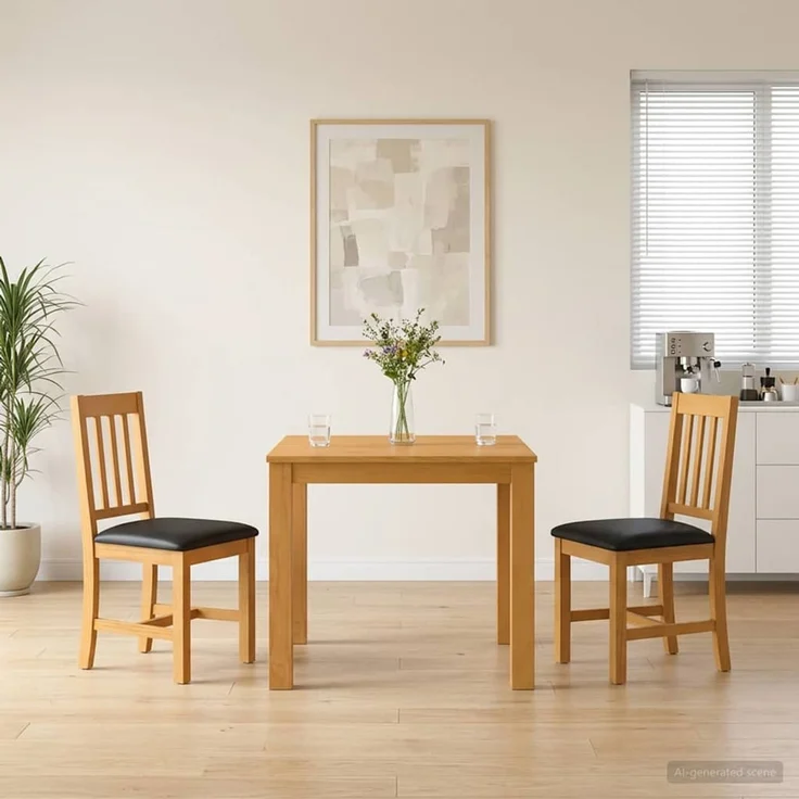 vidaXL Essgruppe VENLO 3 stk. Schwarz 90 x 90 x 75 cm Massivholz Eiche 3430313 – Bild 1