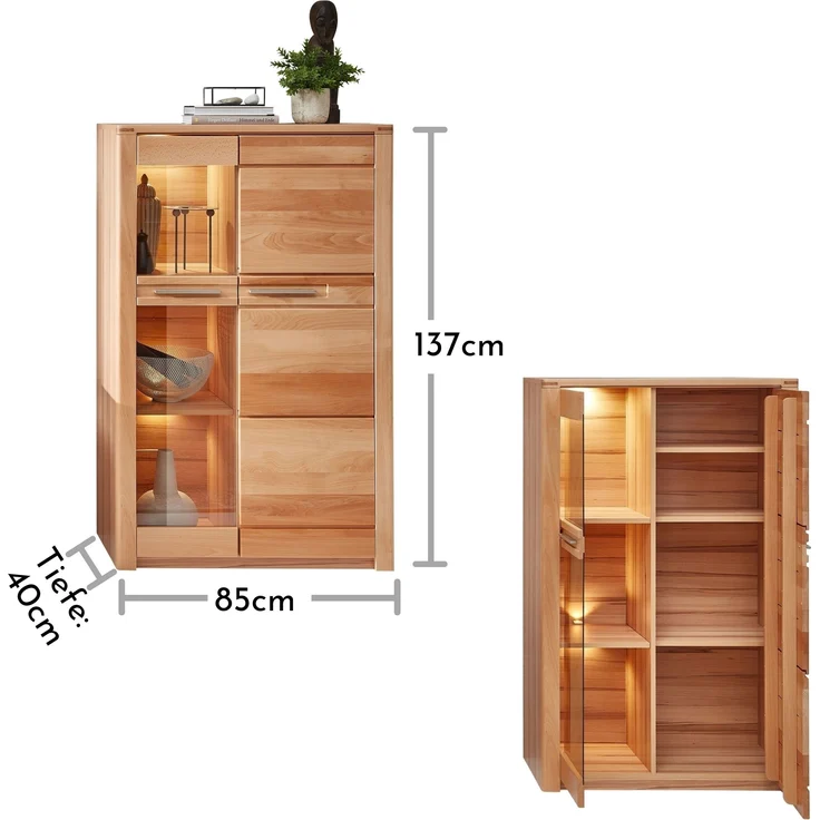 Wohnwand >Nature One< (3-teilig) Kernbuche teilmassiv - 260x170x45cm (BxHxT) – Bild 5