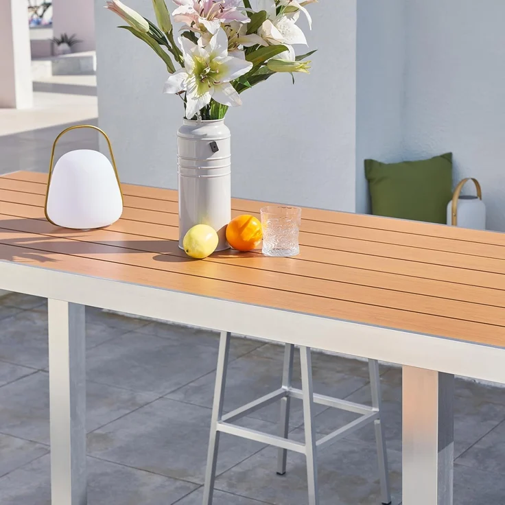 AXI James Barset aus Aluminium mit Holz Look Bartisch mit Barhocker - 5-teiliges Bar Set für Draußen / Garten | Grau | Metall | 180 cm – Bild 7