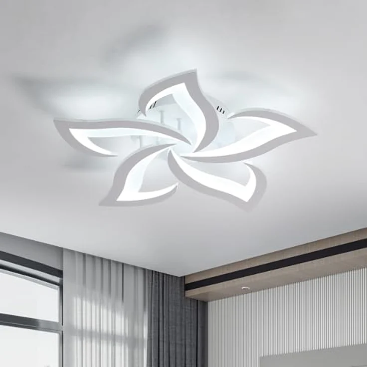 Comely Deckenlampe, LED Deckenleuchte 60W 6750lm, Kaltes Weiß 6500K Moderne Blütenblatt Design Deckenlampe für Wohnzimmer Küche Schlafzimmer Esszimmer, Dia 60cm – Bild 3