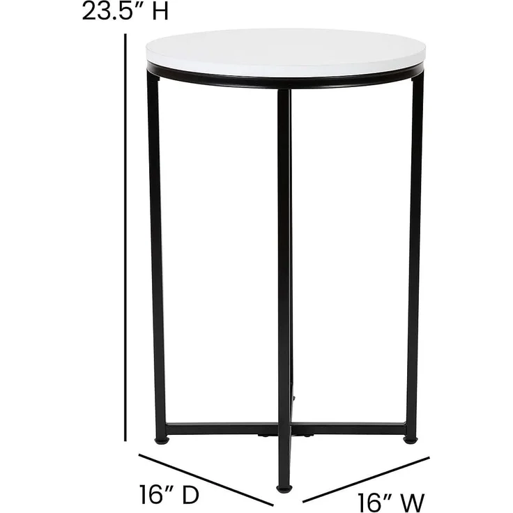 Flash Furniture Wohnzimmer Beistelltisch weiß matt schwarz – Bild 3
