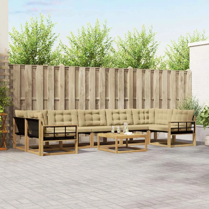 vidaXL Outdoor-Sofagarnitur 8 pcs Weiß und Beige 79 x 79 x 37 cm 3388523 – Bild 1