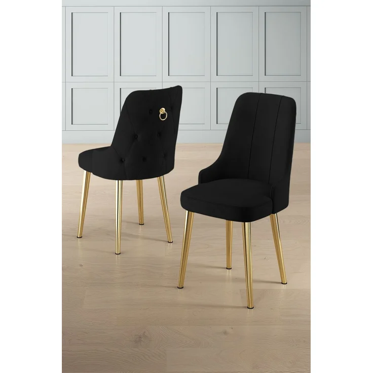 Skye Decor 'Newa - Black, Gold' Stuhlset (2-teilig), Schwarz / Gold, 46 x 94 x 46 cm – Bild 1