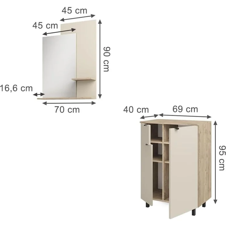 Garderobe Puerto Eiche/Cashmere 2-er Set Vicco – Bild 2