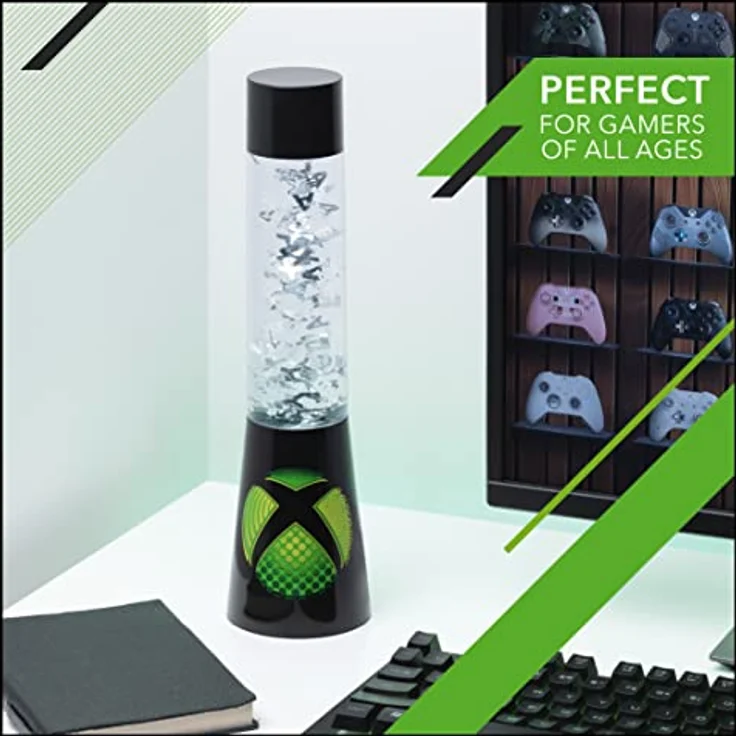 XBOX Glitzer Flüssigkeitsfluss-Lampe mit schwebenden Controller-Icons - Offiziell lizenziertes Microsoft-Merchandise, Gaming-Raum-Nachtlicht Schlafzimmerdeko – Bild 6