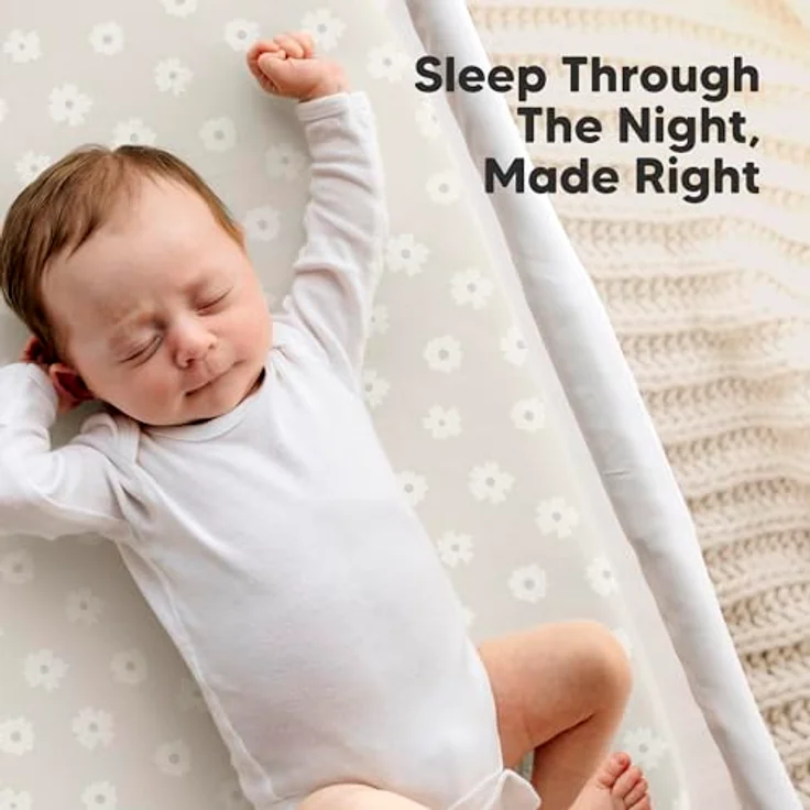 2-Pack Bio Spannbettlaken Babybett für Mädchen, Jungen - 100% Baumwolle Spannbettlaken Kinderwagen, Spannbettlaken Stubenwagen & Wiegen Matratze Bezug, Unisex Beistellbett Spannbettlaken (Meadow) – Bild 7