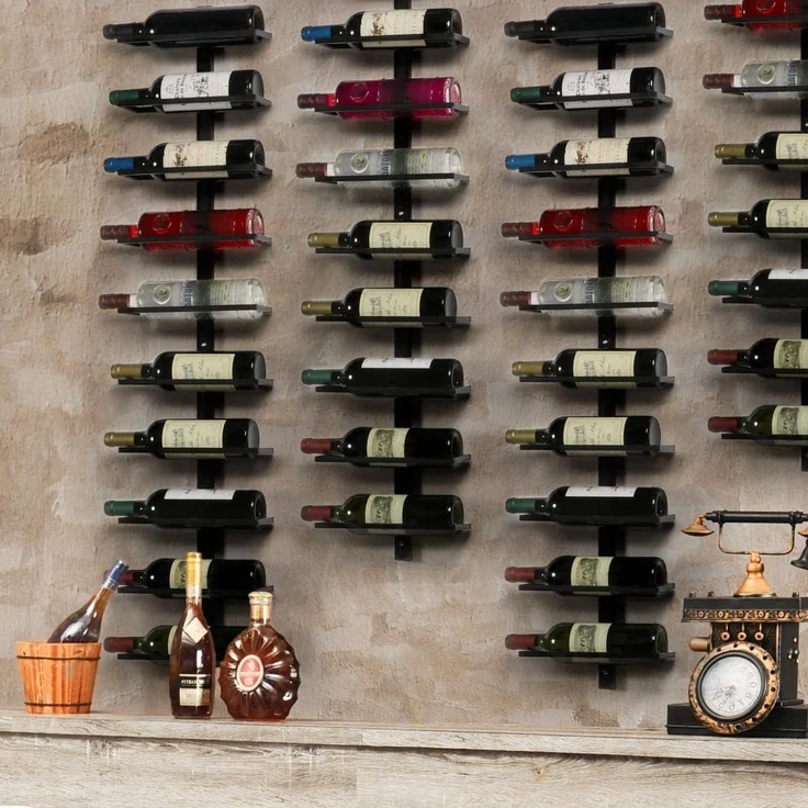 Yaheetech Weinregal Flaschenhalter Flaschenregal Aufbewahrungsregal für die Wand aus Metall 10 Flaschen, Schwarz – Bild 5
