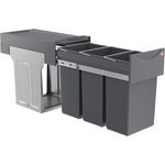 Hailo 'Swing Terzett' Einbaumülleimer für Schränke ab 300 mm Breite mit Drehtür, 30 (3x10) Liter, Graphit