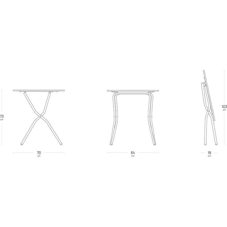 BALCONY Tisch 70x70, Metallgestell, Farbe: Miel Tube, klappbar – Bild 7