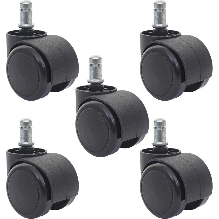 5er-Set Hartbodenrollen HWC-H86, Bürostuhl-Rollen Stuhlrollen, 150kg belastbar Ø 11mm ~ schwarz – Bild 1