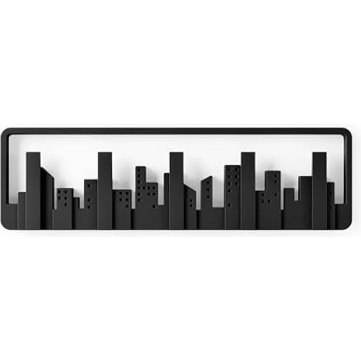 Umbra Skyline Schwarz Garderobenhaken mit 5 beweglichen Haken Garderobenleiste aus Kunsts