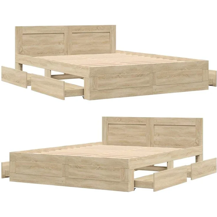 vidaXL Bettrahmen 2 stk. Sonoma 153 x 203 cm Holzwerkstoff 3402855 – Bild 5
