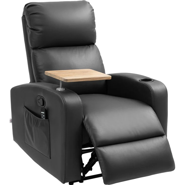 Wohnora-Massagesessel Relaxsessel Liegesessel, 1 Klapptisch, 1 Fußstütze; 77 cm x 93 cm x 105 cm, Schwarz,H 1050cm x T 770cm x B 930cm – Bild 1