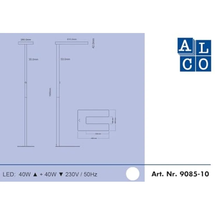Alco LED-Stehleuchte 9085 195cm Aluminium weiß – Bild 7