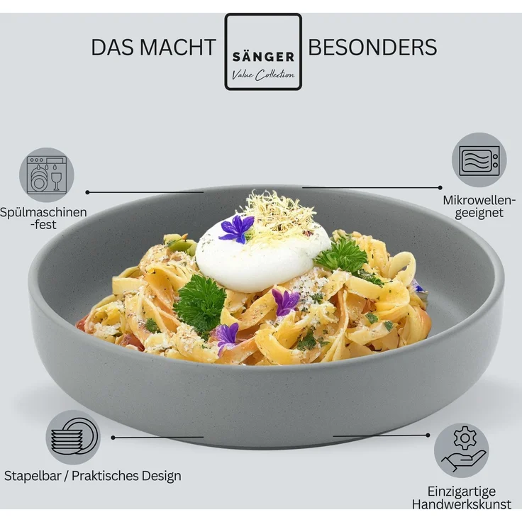 SÄNGER Steingut Pastaschalen Leeds 4 teilig – Bild 4