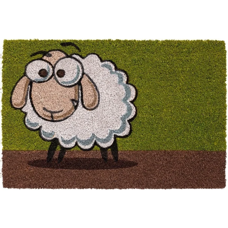 matches21 HOME & HOBBY Fußmatte Kokosmatte Schaf als aussen Sauberlaufmatte, rechteckig, Höhe: 15 mm, Rutschfeste Kokos-Türmatte als Outdoor Schmutzfangmatte 40x60 cm – Bild 1