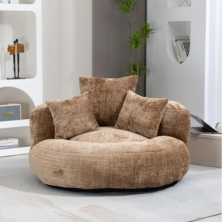 DESVIAE Sitzsack aus Chenille, Kaffee, 108x52x108 cm, mit Armlehnen und hoher Rückenlehne – Bild 1