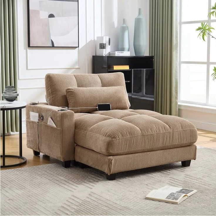 STILVORA Schlafsofa Ecksofa Schlafsofa Sitzgruppe mit rollenden polstern,drei tassen – Bild 2